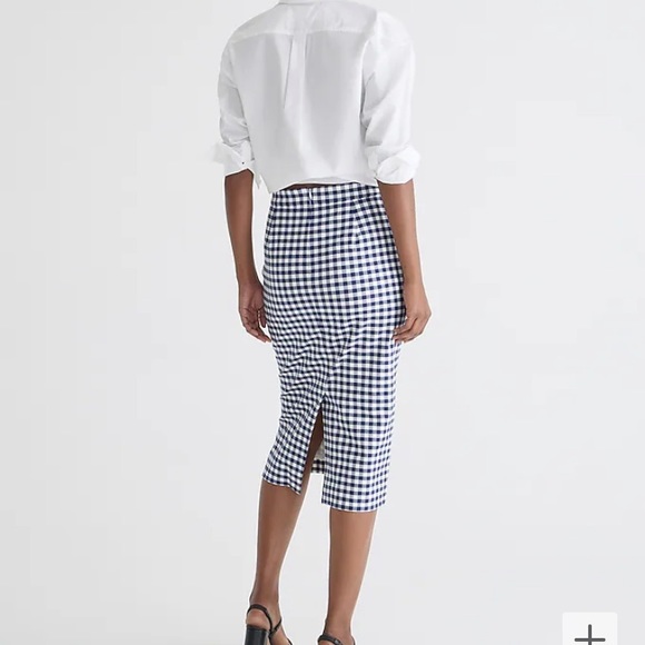 J.Crew No. 3 Pencil skirt in gingham bi-stretch cotton-BR351-DARK EVENING-NWT - Picture 3 of 4